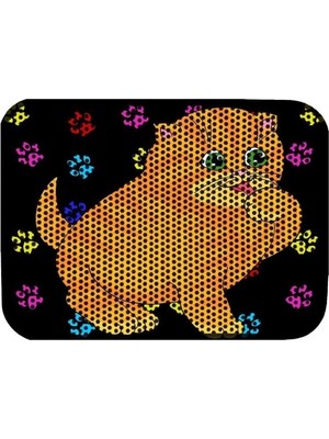 Frefly Store Desenli Elekli Kedi Tuvalet Önü Paspası - 60 x 45 cm