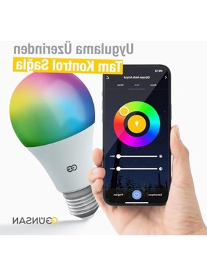 Frefly Store Günsan Akıllı Wifi LED Ampul Rgb Çok Renkli Tuya ve Smart Life Uygulama Destekli (9W 2700K-6500K Ayarlanabilir)          [enerji Sınıfı F]