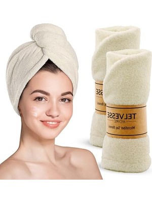 Frefly Store Mikrofiber Saç Havlusu, 2'li Set, Banyo ve Plaj Için