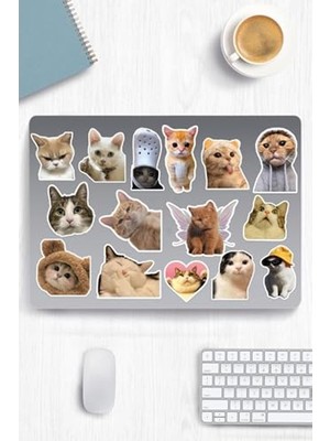 Frefly Store Kedi Temalı Sticker Seti - Laptop, Defter ve Tablet Için Uygun