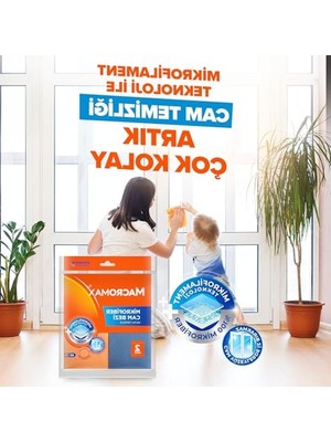 Frefly Store Mikrofiber Cam Bezi Seti, 2'li Leke Bırakmayan Temizlik Ürünü