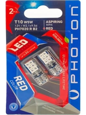 Frefly Store Photon Ampul T10 W5W 6+6 Kırmızı LED (2'li Blister) Pht PH7020 R B2