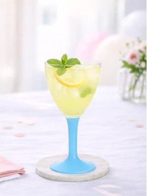 Frefly Store Lüks Turkuaz Ayaklı Şarap Bardağı, 150 ml 10'lu Set