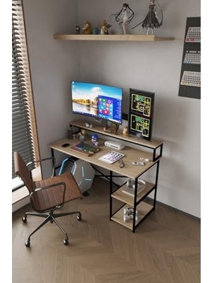 Frefly Store Raflı Metal Bilgisayar Masası, Oyuncu Çalışma Masası ile Modern Tasarım