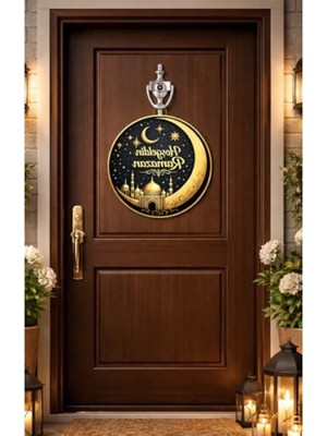 Frefly Store 25 cm Ahşap Kapı Süsü - Hoş Geldin Ramazan Dekorasyonu