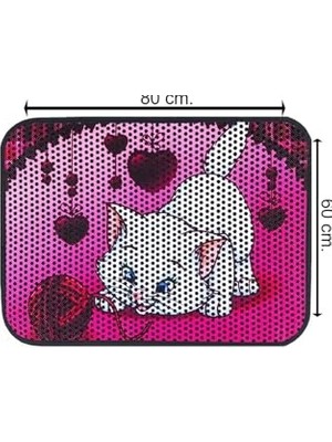 Frefly Store Kedi Tuvalet Önü Elekli Paspas, 80X60 Cm, Pembe