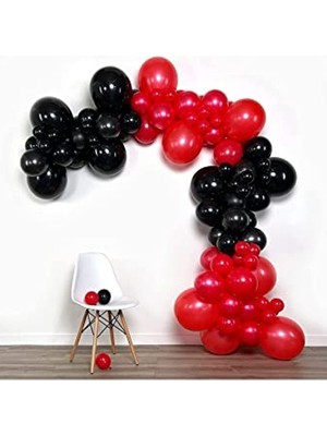 Frefly Store Kırmızı-Siyah Balon Seti, 50 Adet ile Parti Süslemeleri Için