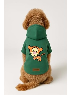 Frefly Store Baskılı Yeşil Kapüşonlu Köpek ve Kedi Kıyafeti - Xs