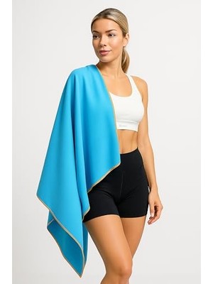 Frefly Store Unisex Mikrofiber Plaj Havlusu 80X130 cm Yumuşak Dokulu Deniz Banyo Sporcu Havlusu Large Boy (Turkuaz)