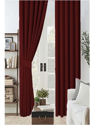 Frefly Store Bordo Kalın Blackout Perde, 190 x 200 Cm, Karartma Fon Perde