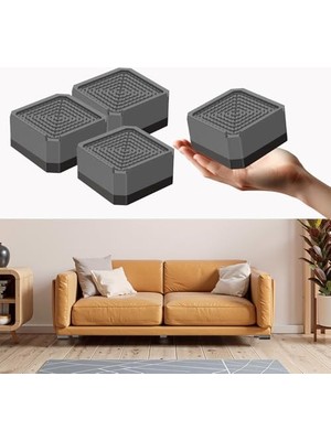 Frefly Store Tineke Robot Süpürge Mobilya Ayağı ve Dolap Yükseltici Ayak Kaydırmaz ve Yükseltici 4 Lü Gri Kare (4 Cm)
