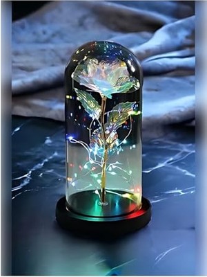 Frefly Store Sevgililer ve Anneler Gününe Özel Dekoratif Solmayan Sonsuzluk Gülü Işıklı Fanusta Gül Işıklı Fanus