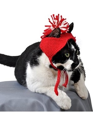 Frefly Store Ponponlu Yılbaşı Kedi Şapkası