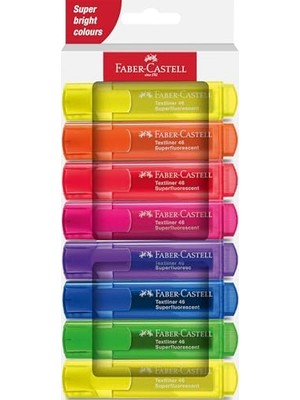 Frefly Store Faber-Castell 254648 - Fosforlu Kalem Seti 46, 8'li Kutu, Neon Renkler, Uzun Ömürlü Kesik Uçlu, Çizgi Genişliği 1-5 Mm, Doldurulabilir