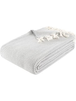 Frefly Store 200X230 cm Desenli Pamuklu Koltuk Örtüsü, Gri Renk Seçeneği