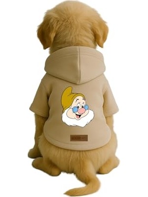 Frefly Store Baskılı Içi Polarlı Köpek ve Kedi Kıyafeti & Elbisesi - Bej Renk Kapüşonlu Hoodie B1452, S