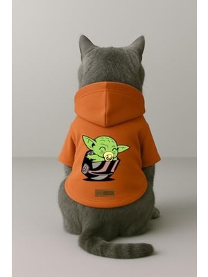 Frefly Store Turuncu Renk Kapüşonlu Hoodie, Köpek ve Kedi Kıyafeti, Polarlı