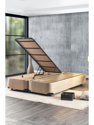 Niron Yatak Niron Luna Baza - 140x190 cm Çift Kişilik Sandıklı Klasik Metal İskeletli Kumaş Baza