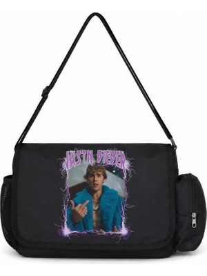 Sevbano Justin Bieber Şarkıcı Baskılı Unisex Okul, Spor, Ofis Çok Amaçlı Postacı Çantası
