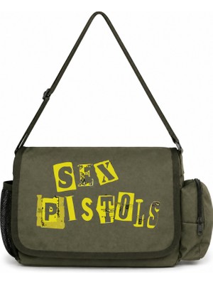 Sevbano Sex Pistols Rock Metal Müzik Grubu Baskılı Unisex Okul, Spor, Ofis Çok Amaçlı Postacı Çantası
