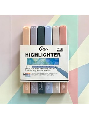 Frefly Store 6 Lı Kare Tip Highlighter Fosforlu Kalem Cream Serisi