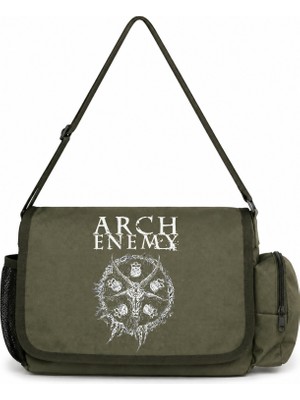 Sevbano Arch Enemy Rock Metal Müzik Grubu Baskılı Unisex Okul, Spor, Ofis Çok Amaçlı Postacı Çantası