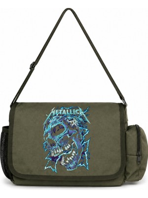 Sevbano Metallica Rock Metal Müzik Grubu Baskılı Unisex Okul, Spor, Ofis Çok Amaçlı Postacı Çantası