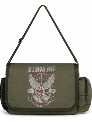 Sevbano Scorpions Rock Metal Müzik Grubu Baskılı Unisex Okul, Spor, Ofis Çok Amaçlı Postacı Çantası