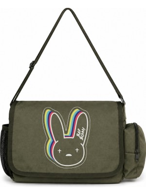 Sevbano Bad Bunny Rapper Şarkıcı Baskılı Unisex Okul, Spor, Ofis Çok Amaçlı Postacı Çantası