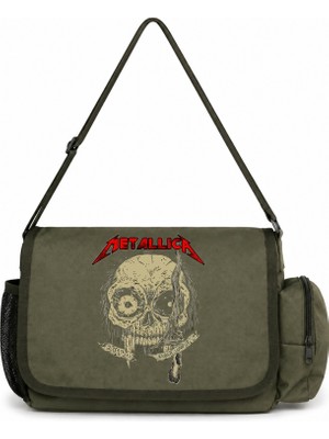 Sevbano Metallica Rock Metal Müzik Grubu Baskılı Unisex Okul, Spor, Ofis Çok Amaçlı Postacı Çantası