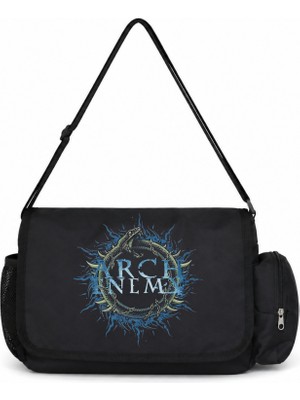 Sevbano Arch Enemy Rock Metal Müzik Grubu Baskılı Unisex Okul, Spor, Ofis Çok Amaçlı Postacı Çantası