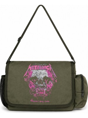 Sevbano Metallica Rock Metal Müzik Grubu Baskılı Unisex Okul, Spor, Ofis Çok Amaçlı Postacı Çantası