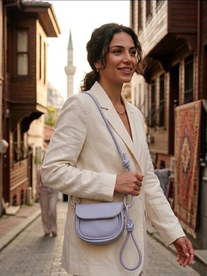 Zerafet Store Nova Düğüm Detaylı Mini Saddle Çanta  Mavi