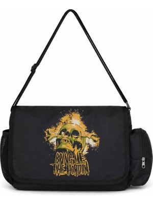 Sevbano Horizon Rock Metal Müzik Grubu Baskılı Unisex Okul, Spor, Ofis Çok Amaçlı Postacı Çantası
