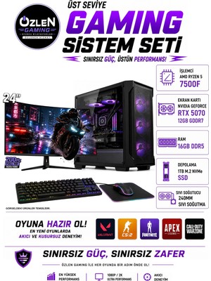 Özlen XL24 RYZEN 5 7500F RTX 5070 12GB 16GB DDR5 RAM 1TB M.2 SSD 24'' Full HD 200Hz Oyuncu Bilgisayarı