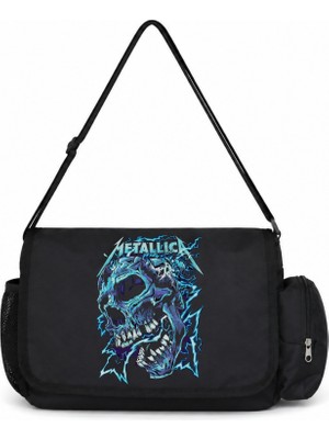 Sevbano Metallica Rock Metal Müzik Grubu Baskılı Unisex Okul, Spor, Ofis Çok Amaçlı Postacı Çantası