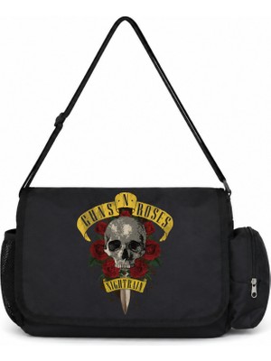 Sevbano Guns N' Roses Rock Metal Müzik Grubu Baskılı Unisex Okul, Spor, Ofis Çok Amaçlı Postacı Çantası