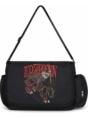 Sevbano LED Zeppelin Rock Metal Müzik Grubu Baskılı Unisex Okul, Spor, Ofis Çok Amaçlı Postacı Çantası