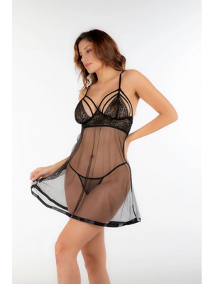 Hace Bazaar Siyah Dantel Gecelik - 684