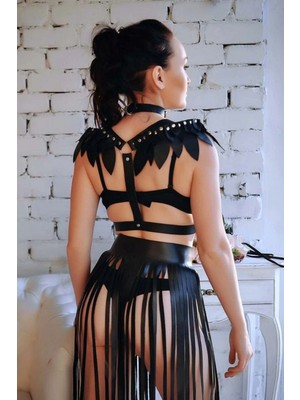 Hace Bazaar Omuz Parça Kanatlı Harness ve Püsküllü Etek Takım - BRF727