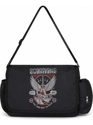 Sevbano Scorpions Rock Metal Müzik Grubu Baskılı Unisex Okul, Spor, Ofis Çok Amaçlı Postacı Çantası