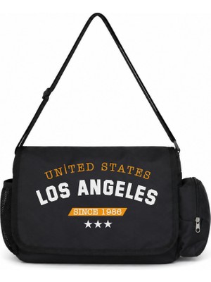 Sevbano Vintage Los Angeles Baskılı Okul, Spor,ofis Çok Amaçlı Postacı Çantası