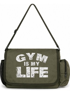 Sevbano Gym Is My Life Fitness Bodybuilding Baskılı Unisex Okul, Spor, Ofis Çok Amaçlı Postacı Çantası