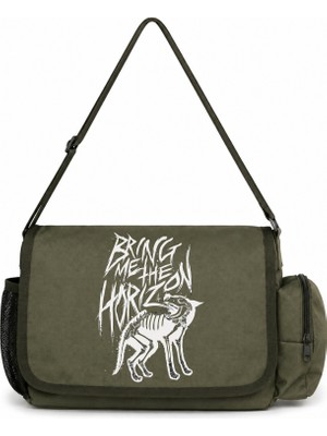 Sevbano Horizon Rock Metal Müzik Grubu Baskılı Unisex Okul, Spor, Ofis Çok Amaçlı Postacı Çantası