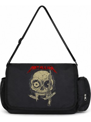 Sevbano Metallica Rock Metal Müzik Grubu Baskılı Unisex Okul, Spor, Ofis Çok Amaçlı Postacı Çantası