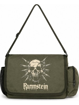 Sevbano Rammstein Rock Metal Müzik Grubu Baskılı Unisex Okul, Spor, Ofis Çok Amaçlı Postacı Çantası