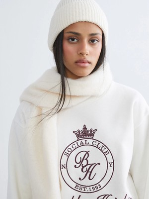Lc Waikiki Yeni Sezon New York Nakışlı Oversize Kadın Kalın Sweatshirt