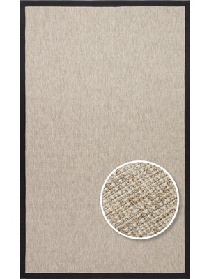 Eko Halı Ventura Vnt 2703 L.beige Bordür Black Sisal Görünümlü Iç ve Dış Mekan Uyumlu Hav Vermeyen Modern Dokuma Halı