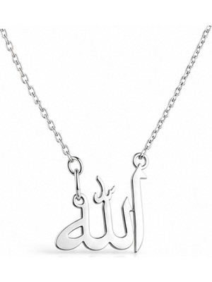 ShellWetr 925 Ayar Gümüş Allah Yazılı Kolye | Kadın Erkek Unisex | Manevi Hediye | Kutulu