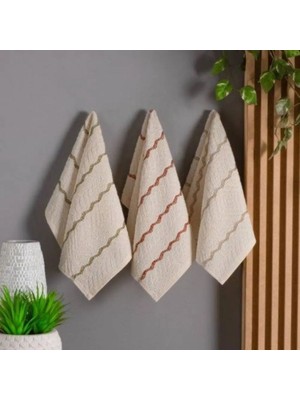 Maxstyle Zigzag Desen Mutfak Havlusu 30X50 3'lü Yeşil-Tarçın-Kahve